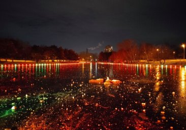Красота рядом: смотри, как выглядит ночной парк Победы зимой